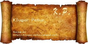 Kluger Petur névjegykártya